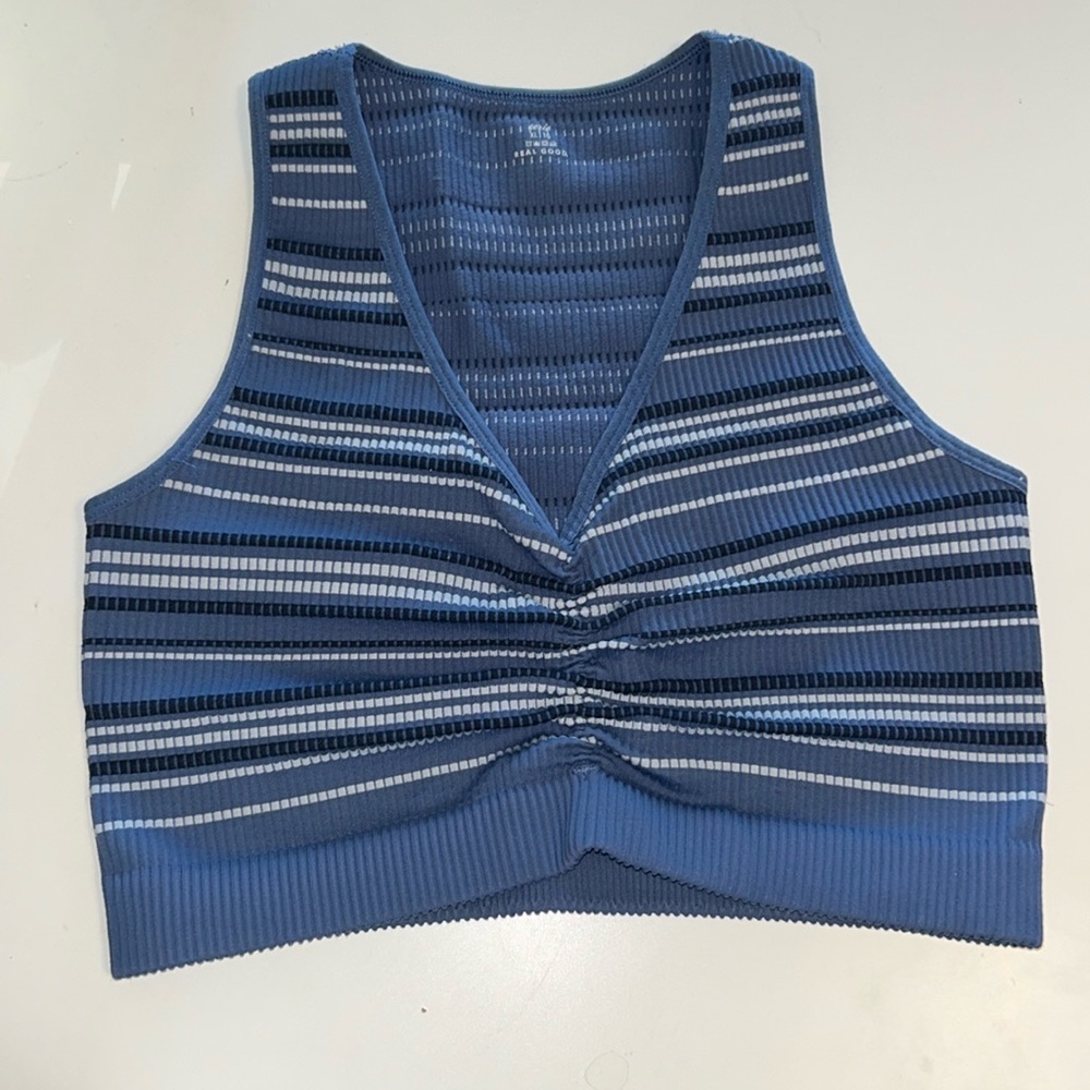 Aerie blue ribbed striped tank top